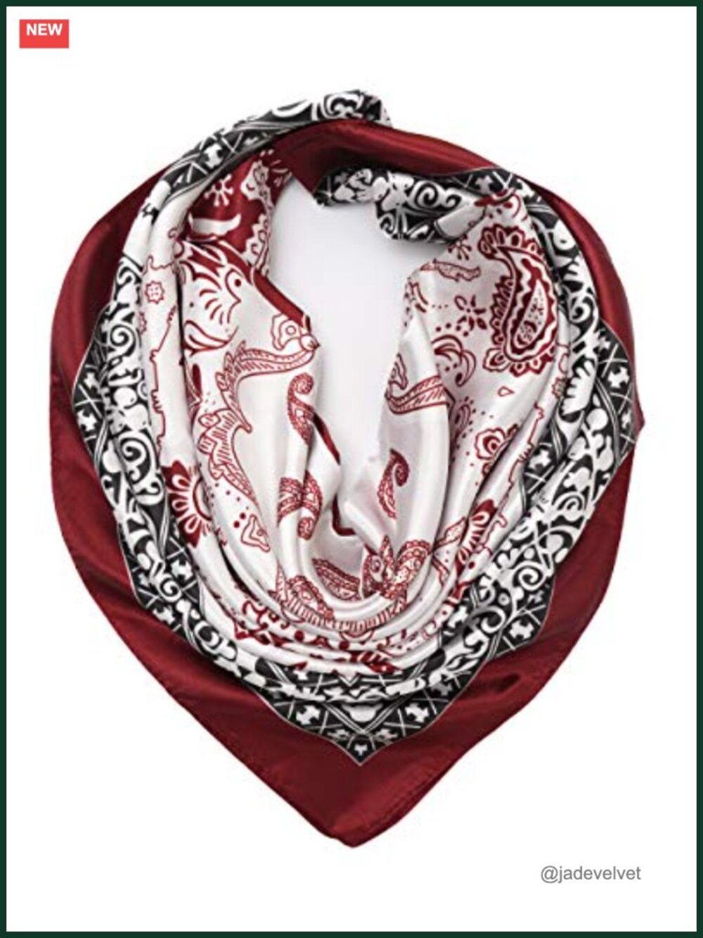 Silk Like Head Scarf Large Square Satin Wrap Fashion Paisley Print